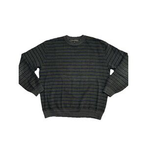 VTG Jhane Barnes Purple Gold Grn Blk Stripe Sweater Cotton Alpaca Silk Men's M